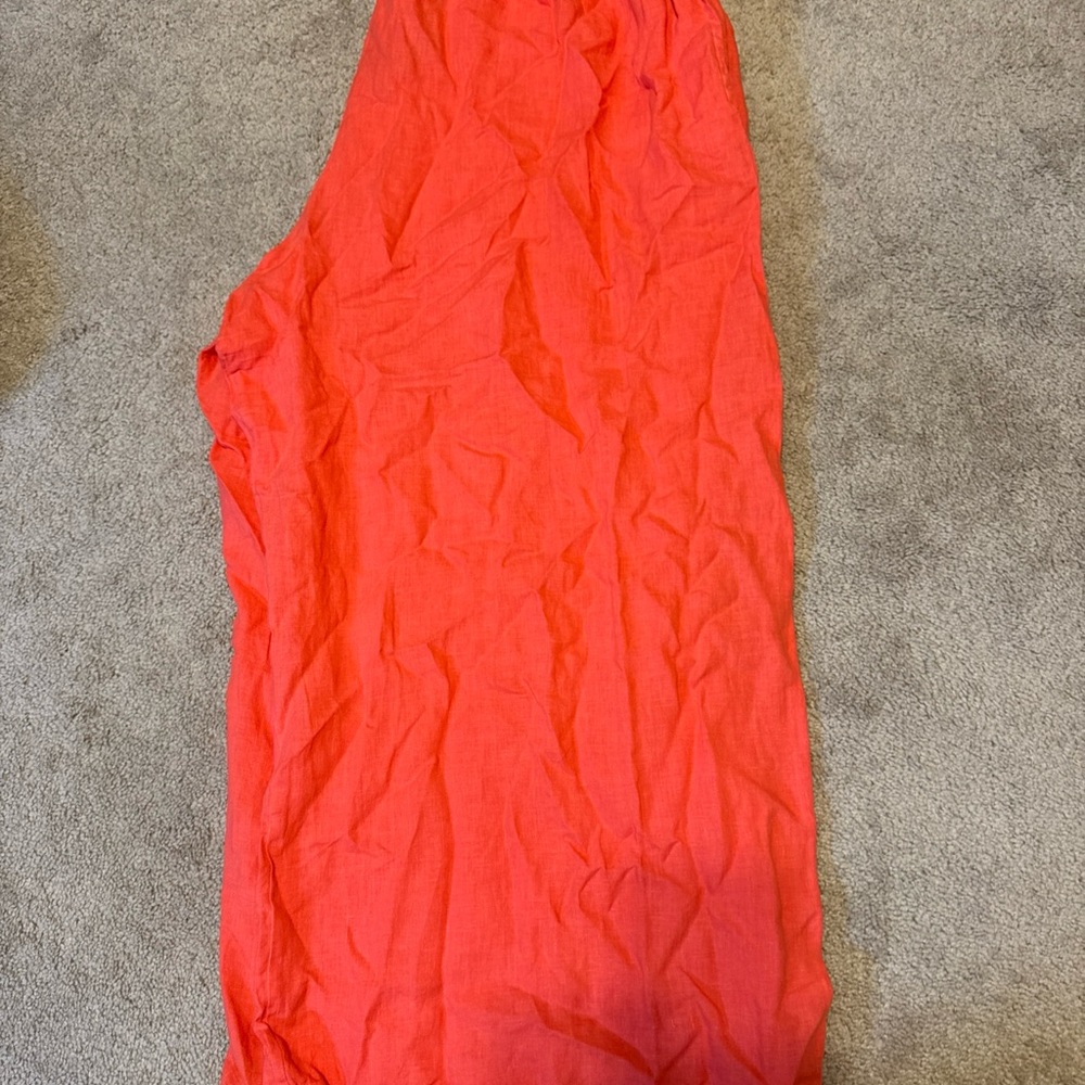 Coral linen capri pants